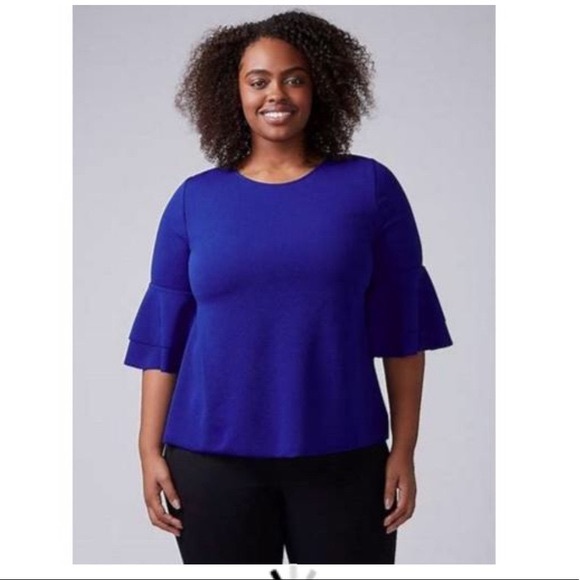 Lane Bryant Tops - Lane Bryant Cobalt Blue Ruffle Sleeve Blouse